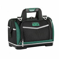 Multiple Pockets Tool Bag Zippered Front Pocket Heavy Duty Tool Bag Shoulder Strap Utility Storage Contrast Trim