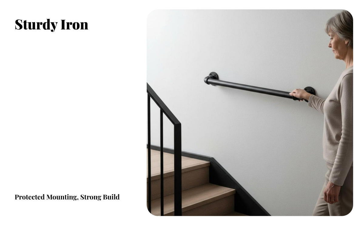 mechanical Pipe Handrail Sturdy Design Stair Railing solidDuty surface-mounted assistance Bar for Elderly People Women, Stairways, Corridor, Hallways