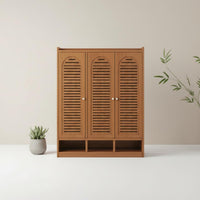 Bamboo Footwear Organizer Odor Resistant Double Door Shoe Rack Large Capacity for Entryway, Hallway