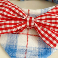 Navy plaid dog bandana, triangular dog bandana, customizable, for birthdays & walks, stylish dog bandanas
