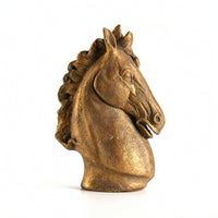 Horse Heads Sculpture with Base Freestanding Horse Heads Sculpture Equestrian Horsehead Carving Statue for Console