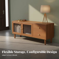 Space-Saving Low-Profile TV Stand Century-Century Modern Design Media Console Stable Construction Entertainment Center Cable Management for Apartment Dwellers, Homeowners, Families, Living Room, Bedroom