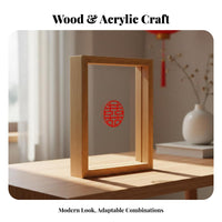 Double-Sided Glass Frame High Clearness Display Box Frame Freestanding House Decoration for Crafters, Collectors, Desktop, Office Desk, Living Room