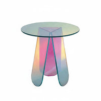 Rainbow Effect Iridescent circular table Light Luxury & design Circular Iridescent Stand space-saving Size Household Furniture Modern Design for Interior Designers, Apartment Dwellers, Young Adults, Balcony, Small areas, Bedroom, Reception Area