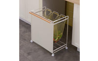3-Compartment Trash Sorter Portable Rolling Garbage Bag Stand Easy to Use