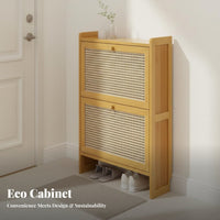 Narrow Shoe Rack Cabinet Space-Saving Tip-out Footwear Storage Unit Sturdy and Sturdy for Apartment Dwellers, Homeowners, Hallway, Living Room