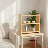 Natural Wood Desktop Storage Rack Compact Wooden Desktop Rack Sturdy Tabletop Display Shelf Stable for Kitchen Counter