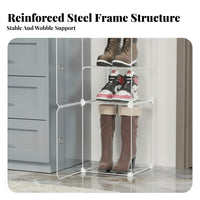 Space Saving Boot Storage Cabinet Large Capacity Modular Shoe Rack Sturdy Frame Stackable Shoe Box Easy Assembly for Home Organizers, Homeowners, Entryway, Hallway, Bedroom, Dorm Room