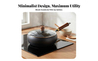 Flat Bottom Iron Wok Non-Stick Flat Bottom Wok Uncoated Stir Fry Pan Versatile Deep Frame Cooking Pot Even Heat Distribution
