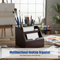 Wooden Business Card Holder, Multifunctional Pen Organizer, Desktop Office Storage, Minimalist Study Accessory