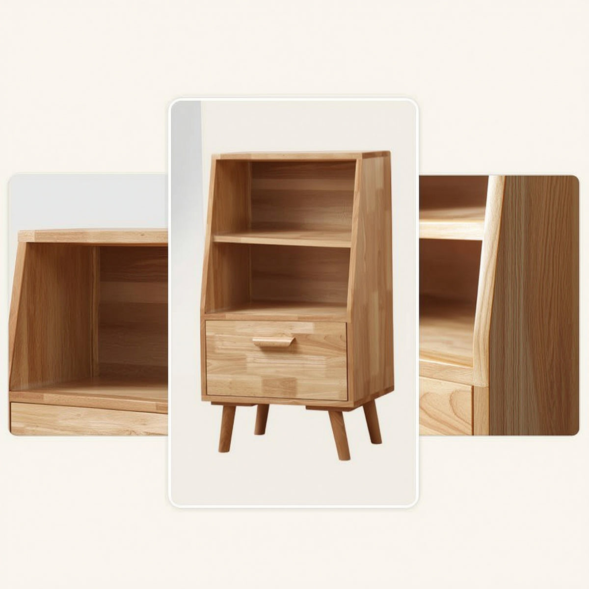 Freestanding Shelf Cabinet Solid Wood Wooden Cabinet with Drawer Fully Assembled Furniture for Living Room, Bedroom, Entryway