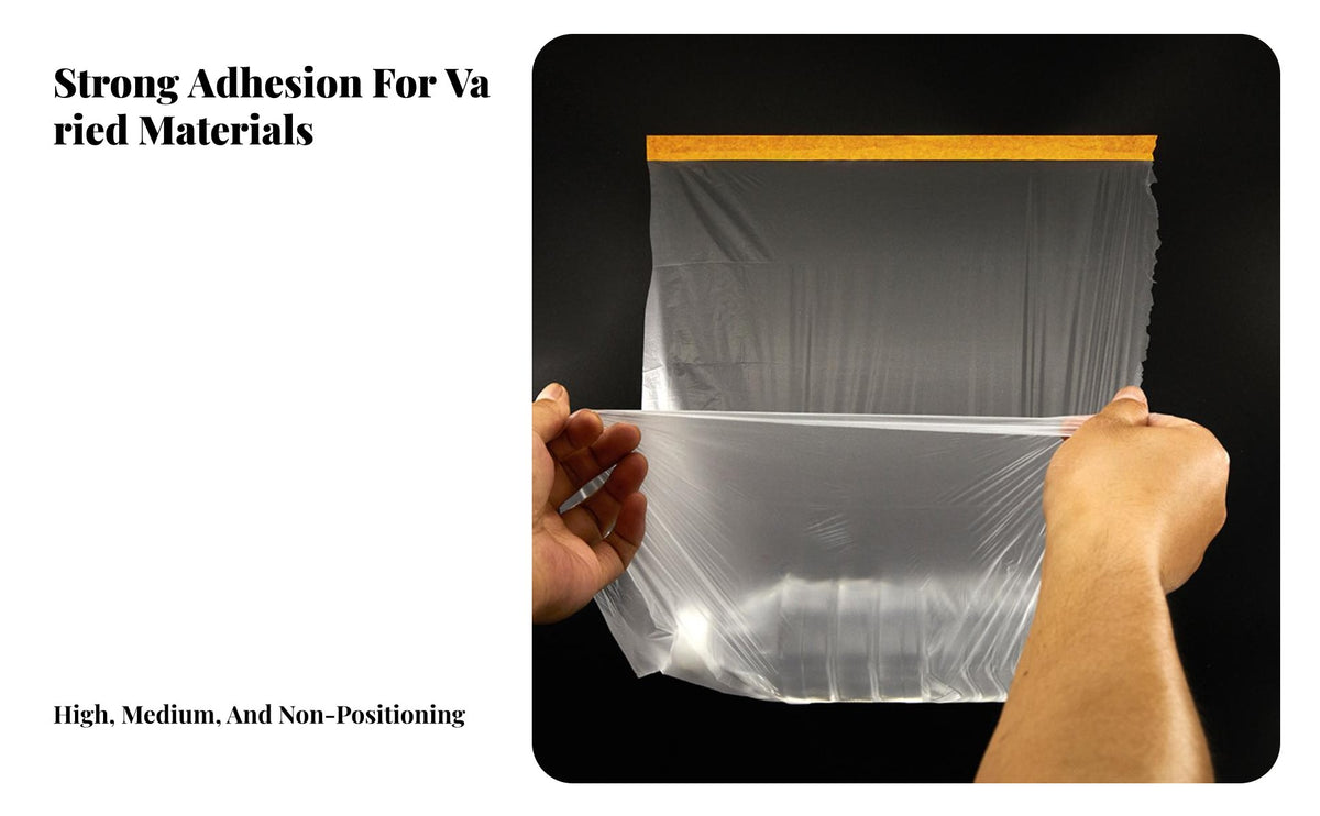 Pre-Taped Masking Film High Adhesion decorator's Plastic with Tape Painters Plastic with Tape Easy to Apply for Homeowners