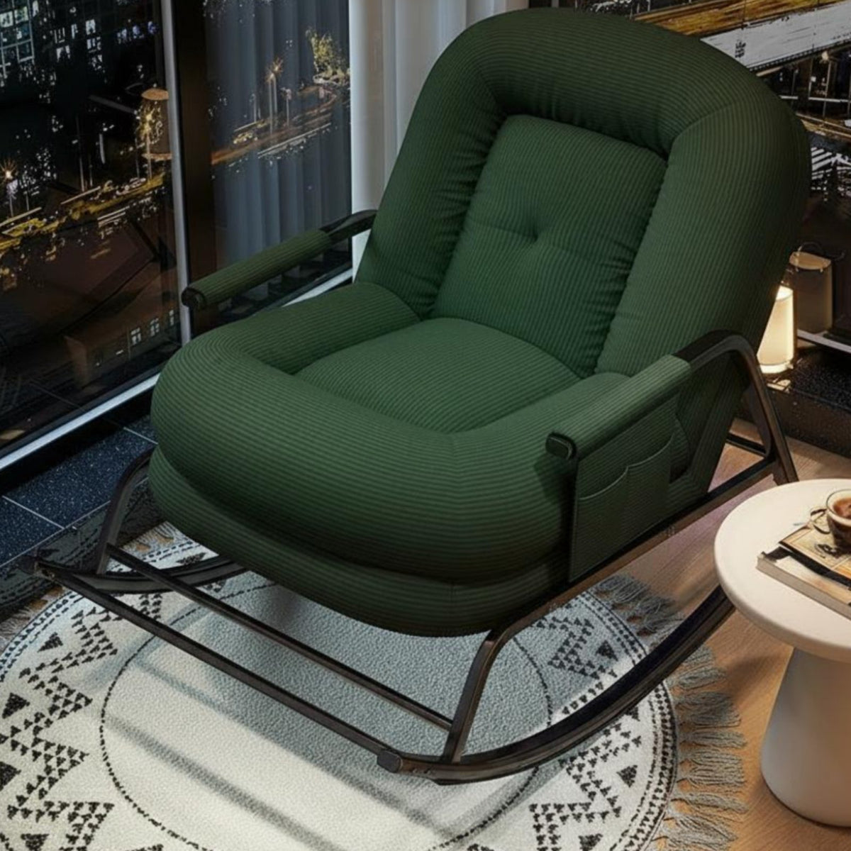 Comfortable Seating Single-Person Recliner Reclining Capability Rocking Chair Ergonomic Design Indoor Furniture Modern aesthetic for Adults, Seniors, New Parents, Living Room, Balcony, Bedroom, study corner