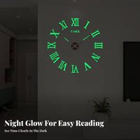 Punch-Punchless Installation DIY Frameless Wall Clock Silent Movement Frameless Roman Numeral Clock Easy to Install for Renters, Bedroom