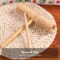 High and Low Tsingles two-tsingletsingle Wood percussion block Develops Rhythm Skills Slotted Wood percussion block with Mallet Natural Sound Percussion Instrument single-Piece Design for Classroom