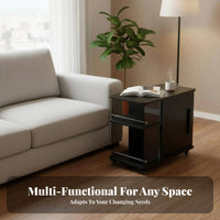 With casters Mobile Storage Side Cabinet Multifunctional Multi-Tier Utility Table Space Saving &coffee utility cart space-efficient Design for Apartment Dwellers, homeowners, Office Workers, Living Room, Small areas, Bedroom, Kitchen
