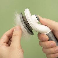 Cat Brush and Pet Hair Remover for Dog Grooming, Self Cleaning Dog Brush with Ribbed Ergonomic Handle, Metal Pin Cat Comb for Pet Grooming