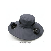 Wide Brim Sun Hat with Fan Cooling Sun Hat with Fan Breathable for Camping