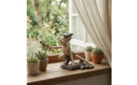 Elf Figurine with Frog Outdoor Elf Figurine Whimsical Frog Statue for Collectors