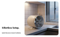 Powerful Suction Portable Kitchen Exhaust Fan Installation-No-Installation Stovetop Smoke Extractor High Airflow Kitchen Ventilation Fan All-Metal Body for Apartment Dwellers, DIY Enthusiasts, Small Areas, Garage, Basement, Windowsill