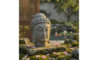 Buddhist Statue Carved Buddha Statue Outdoor Meditation Sculpture for Courtyard Styling