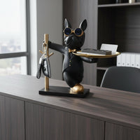 French Canine Butler Statue Multi-Functional French Canine Key Tray Dog Figurine Storage Tray Long-Lasting for Desktop