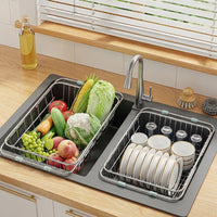 Stainless Steel Colander Kitchen Sink Colander, Expandable Dish Draining Basket and Vegetable Washing Basin for Modern Kitchen Storage Over Sink