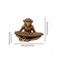 Shiny Simian Ornament Tray Nordic Style Monkey Jewelry Tray Tabletop Decoration Home Decor for Dining Table, Hotel Reception, Living Room