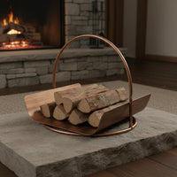 Fireplace Wood Basket Ornamental Crafted Metal Firewood Rack Compact Size Log Holder for Outdoor