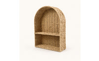 Rattan-Look Woven Storage Rack Rustic Paper Rope Shelf Lightweight Wall Rack with Divider Space-Saving for Entryway, Bedroom, Home Office