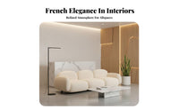 French-Inspired Design Puffy 3-Seater Sofa Minimalist Design Upholstered 3-Seater Settee Luxurious Comfort Couch High-Resilience Cushion for Interior Designers, Apartment Dwellers, Reception Area, Beauty Salon, Family Gatherings, Movie Nights