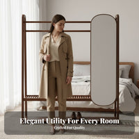 Standal Single Standing Organizer with Full-Length Mirror 3-in-1 Design Coat Rack Space-Saving Bedroom Furniture for Homeowners, Apartment Dwellers, Fashion Enthusiasts, Entryway, Dressing Room