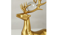 Faceted Deer Statues with Glass Balls Lustrous Geometric Deer Sculptures Tabletop Sculpture Golden for Living Room, Entryway, Tv Cabinet, Office
