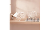 2 Pieces Dollhouse Cradle with Table Iron Miniature Rocking Cradle Lightweight Nursery Furniture for Collectors