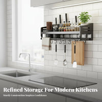 No-Drill Installation Multifunctional Utensil Organizer Multi-Functional Wall-Mounted Organizer Space Saving Kitchen Organizer Includes Hooks for Homeowners, Home Cooks, Homemakers, Small Apartments, Pantry
