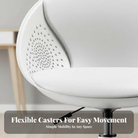 Height Adjustable Armless Vanity Chair Space-Saving Design Upholstered Caster Chair Ergonomic spine supportrest rotate Seat Mobile Casters for Small Apartment Residents, Home Workers, Students, Dressing Area, Study Room, Bedroom