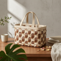 Woven Basket with Handles Handwoven Storage Basket with Handles Flexible Laundry Hamper for Closet