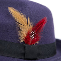Fedora Hat for Men and Women with Colorful Feather Band, Classic Trilby Style for Wedding Guest and Parties, Lightweight Polyester Felt