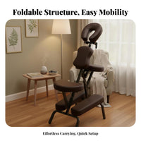 Lightweight Foldable Chair Oil and Waterproof Portable Massage Chair Ergonomic Design Adjustable Kneeling Stool Padded Cushion for Beauticians, Physical Therapists, Clients, Beauty Salon, Mobile Treatment, Home, Office