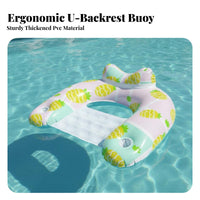 With Backrest U-Shaped Pool Buoy Thickened PVC Strawberry Pool Buoy Fruit Print for Swimmers, Teenagers, Beach, Summer Vacation, Ocean