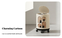 Rolling Waste Bin With Wheels Modern Wastebasket Bathroom Garbage Bin Large Capacity Lidded Trash Can Sturdy Plastic for Adults
