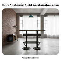 3 Pieces Factory-aesthetic aesthetic Counter Height Table and Stool Set Wrought Iron Frame Bar Furniture Retro Design for Restaurant Owners, Cafe Proprietors, Nightclub, Small Spaces, Home Kitchen, Dining Room