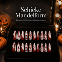 Halloween Stiletto Press-On Nails with Spooky Designs