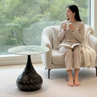 Pedestal Side Table Sculptural Pedestal End Table Modern Furniture for Living Room, Reading Corner