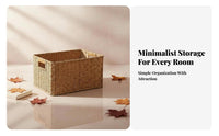 Woven Rectangular container adaptable Wicker container Handwoven for Bedroom, Kitchen