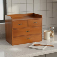Wooden Desk Organizer Space-Saving Vintage Storage Box with Drawers Sturdy Wood Desk Tidy No Installation Required for Bedroom