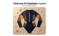 Long Sleeve Single-Piece Swimsuit Sun Protection Long Sleeve Wave Suit Zip Front Sun Shirt Quick Dry Material Multi-T Single