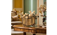 Vase Embossed Metal Vase Decorative Vessel for Decorators, Dining Table, Mantel