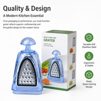 Box Grater, Small Cheese Grater with Handle, Multi Function Standing Grater, Stainless Steel Sharp Blades for Quick Shred