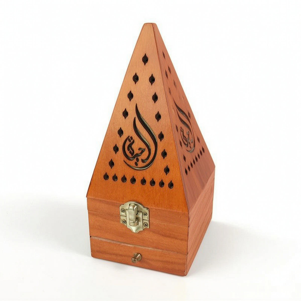Aromatic Burner with Drawer Wooden Censer Hollow-out for Home Decor